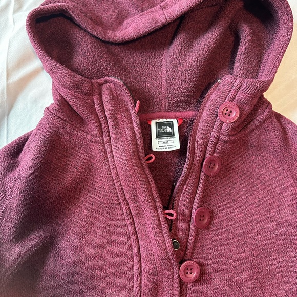 the north face crescent sunshine womens maroon fleece pullover hoodie medium - Picture 3 of 4